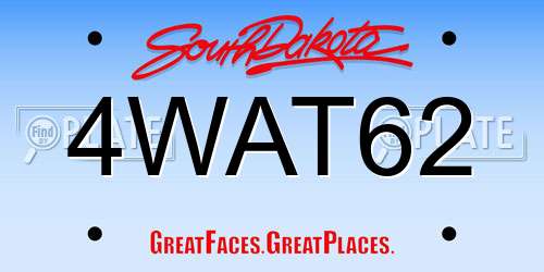 4WAT62 South Dakota License Plate
