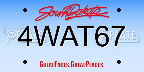 4WAT67 South Dakota License Plate