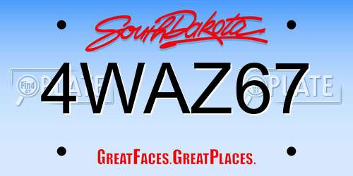 4WAZ67 South Dakota License Plate