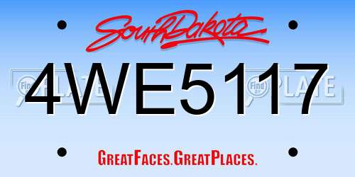 4WE5117 South Dakota License Plate