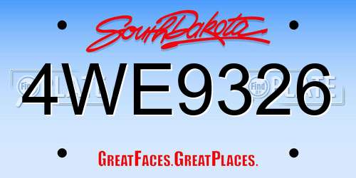 4WE9326 South Dakota License Plate