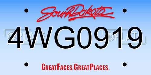 4WG0919 South Dakota License Plate
