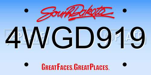 4WGD919 South Dakota License Plate