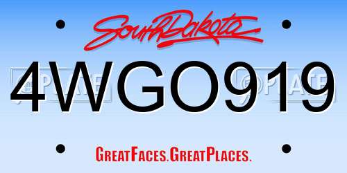 4WGO919 South Dakota License Plate