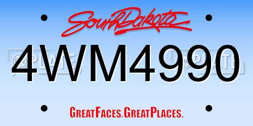 4WM4990 South Dakota License Plate