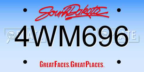 4WM696 South Dakota License Plate