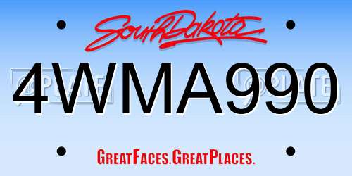 4WMA990 South Dakota License Plate