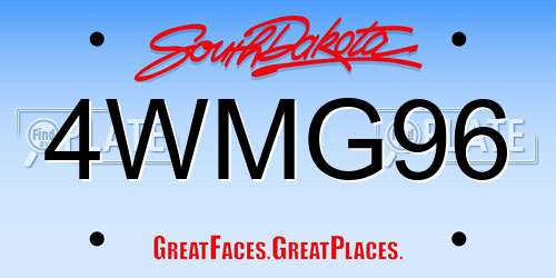 4WMG96 South Dakota License Plate