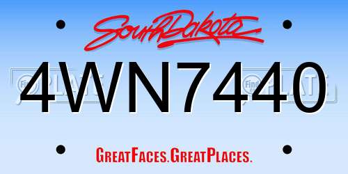 4WN7440 South Dakota License Plate