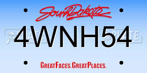 4WNH54 South Dakota License Plate