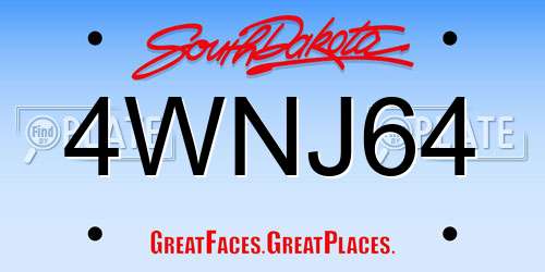 4WNJ64 South Dakota License Plate
