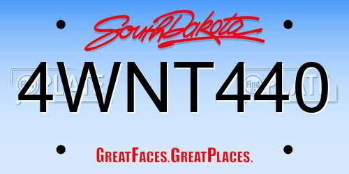 4WNT440 South Dakota License Plate
