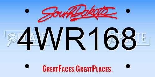 4WR168 South Dakota License Plate