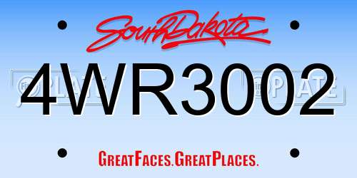 4WR3002 South Dakota License Plate