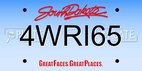 4WRI65 South Dakota License Plate