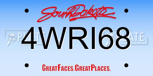 4WRI68 South Dakota License Plate