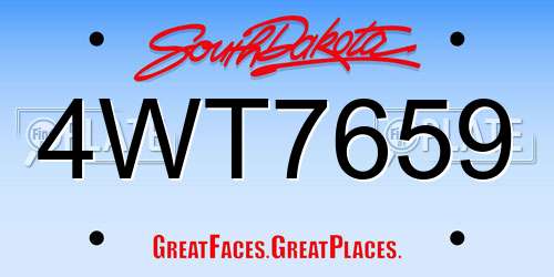 4WT7659 South Dakota License Plate