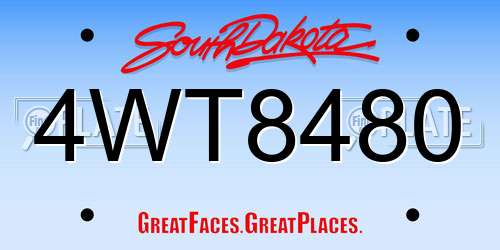 4WT8480 South Dakota License Plate