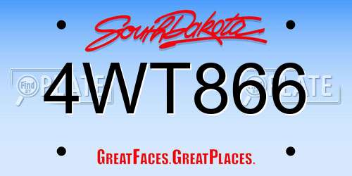 4WT866 South Dakota License Plate
