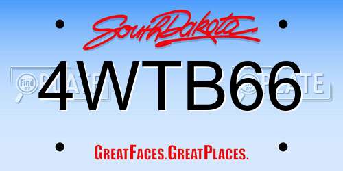 4WTB66 South Dakota License Plate