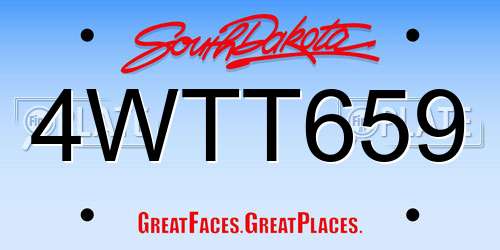 4WTT659 South Dakota License Plate