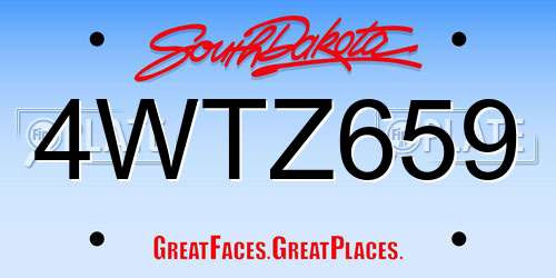 4WTZ659 South Dakota License Plate