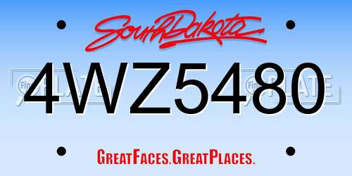 4WZ5480 South Dakota License Plate