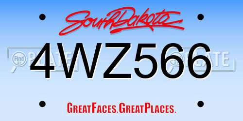 4WZ566 South Dakota License Plate
