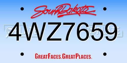 4WZ7659 South Dakota License Plate