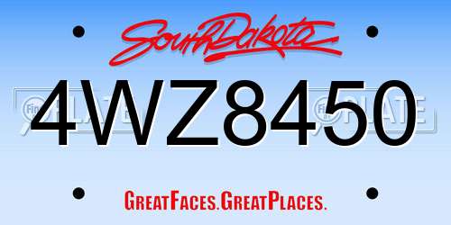 4WZ8450 South Dakota License Plate