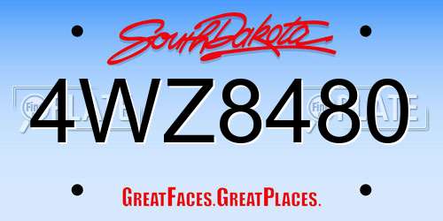 4WZ8480 South Dakota License Plate