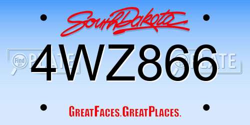 4WZ866 South Dakota License Plate