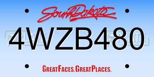 4WZB480 South Dakota License Plate