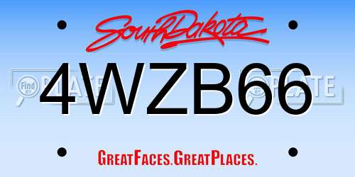 4WZB66 South Dakota License Plate