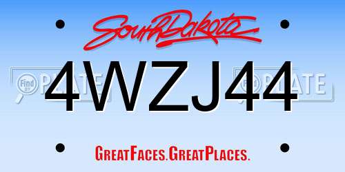 4WZJ44 South Dakota License Plate