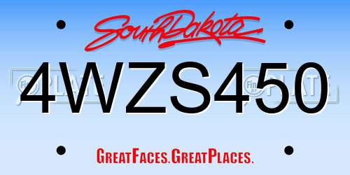 4WZS450 South Dakota License Plate