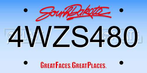 4WZS480 South Dakota License Plate