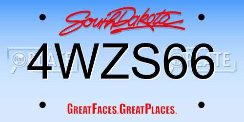4WZS66 South Dakota License Plate
