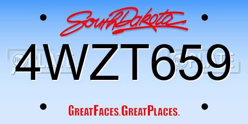 4WZT659 South Dakota License Plate