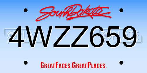 4WZZ659 South Dakota License Plate