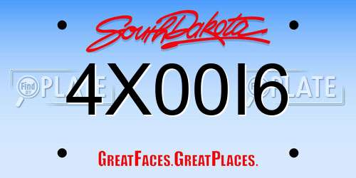 4X00I6 South Dakota License Plate