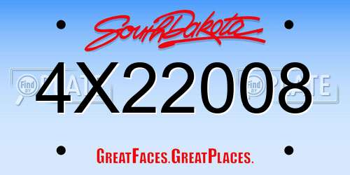 4X22008 South Dakota License Plate