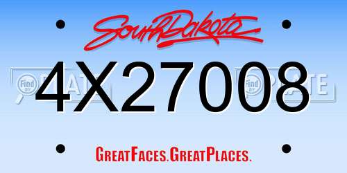 4X27008 South Dakota License Plate