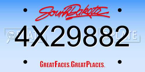 4X29882 South Dakota License Plate