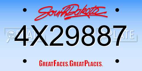 4X29887 South Dakota License Plate