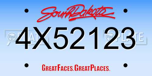 4X52123 South Dakota License Plate