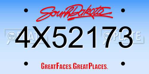 4X52173 South Dakota License Plate