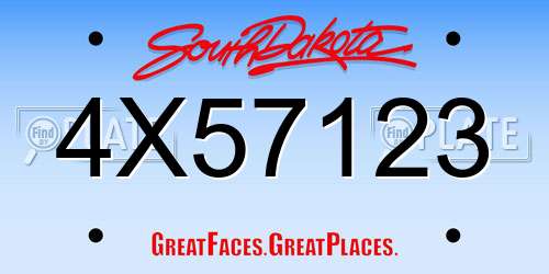 4X57123 South Dakota License Plate