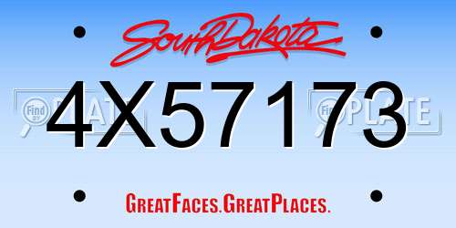 4X57173 South Dakota License Plate