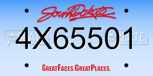 4X65501 South Dakota License Plate